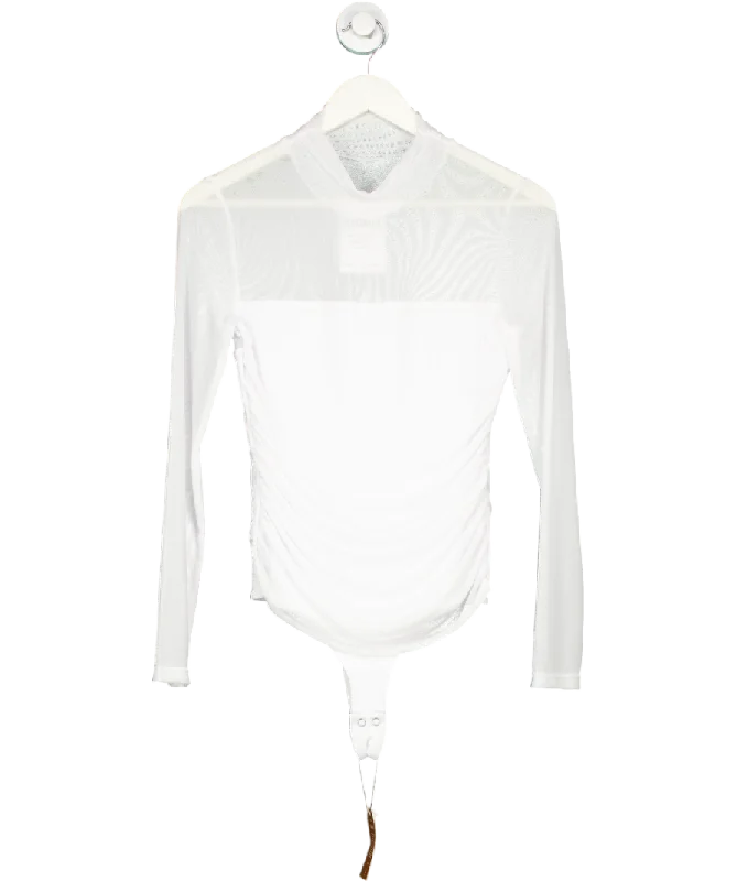 Reoria White High Neck Mesh Bodysuit UK M