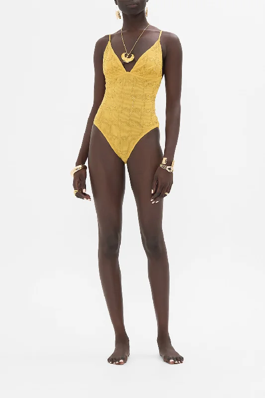 MESH TRI BODYSUIT GOLD