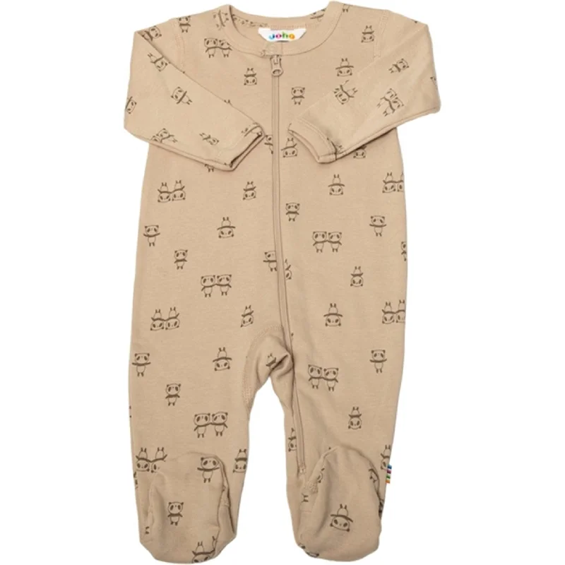 Joha Cotton Beige Jumpsuit with Foot