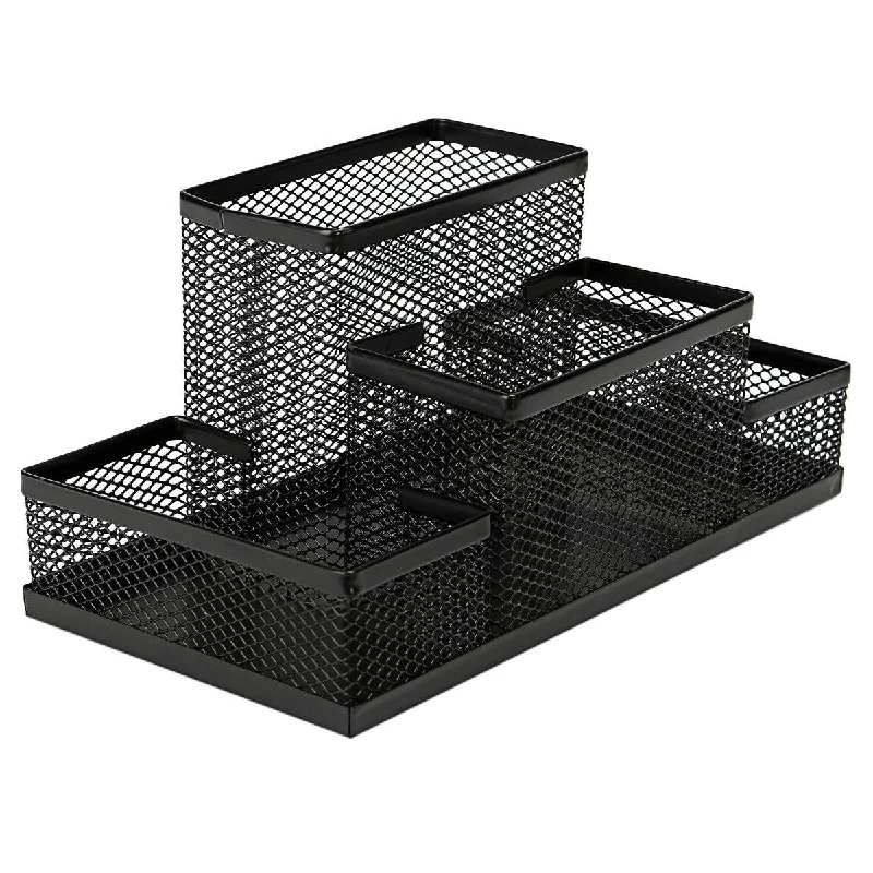 Black Mesh Style Pen Pencil Ruler Holder Desk Office Storage Box Stationery Container Box Office School Supplies