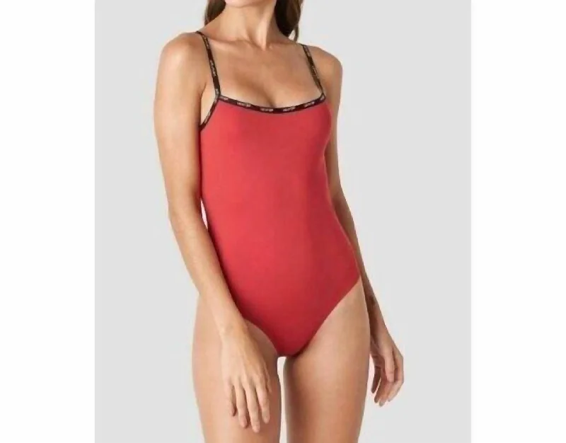 Paige Brilliant Contrast Straps Bodysuit In Red