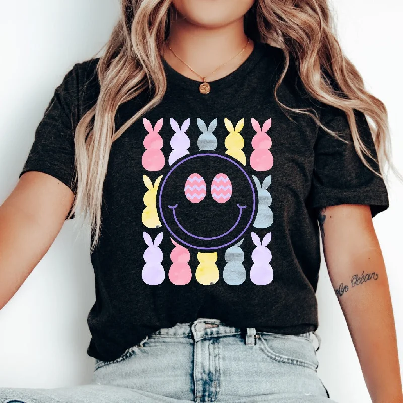 Chilling Peeps Shirt, Easter Bunny TShirt, Easter Smiley Face Graphic Tee, Retro Easter Shirt