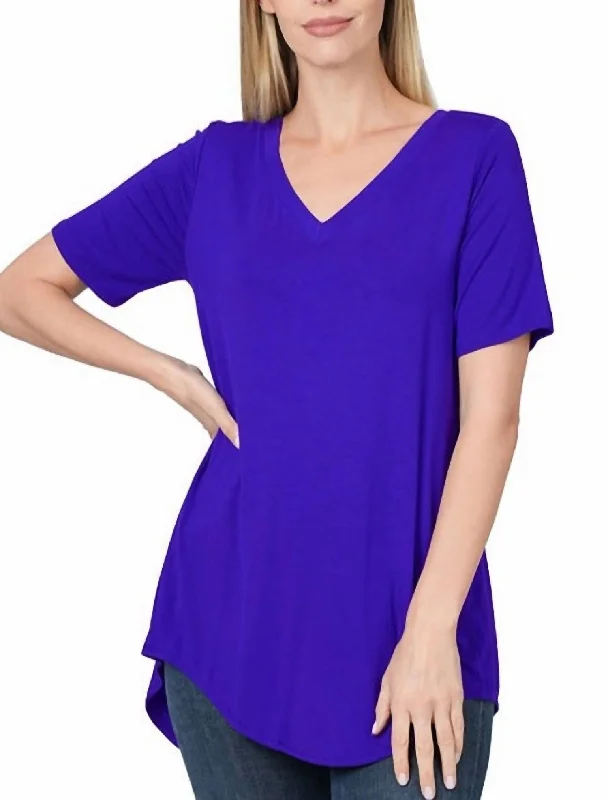 V-Neck Tunic Top In Violet