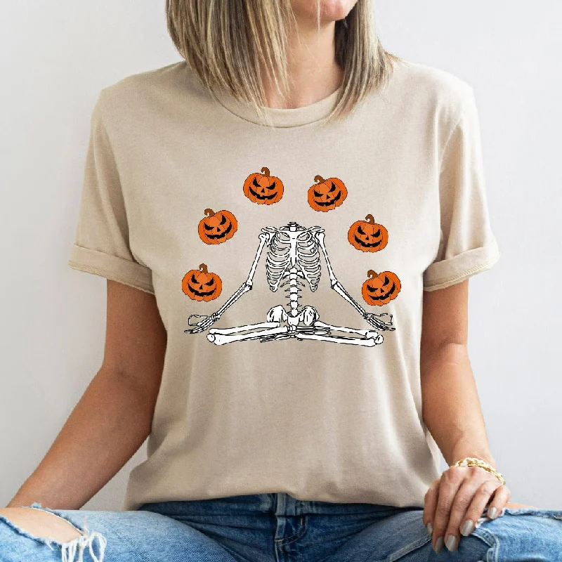 Dancing Skeleton Halloween Shirt, Pumpkin Halloween TShirt, Jack O Lantern Shirt, Fall Graphic Tee