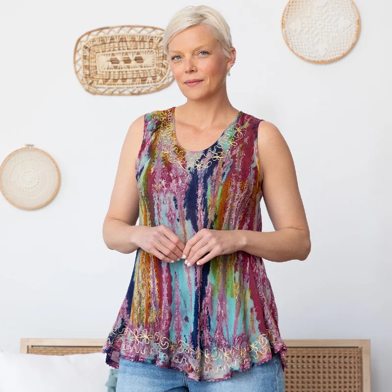 Tie-Dye Sleeveless Jewel Tunic