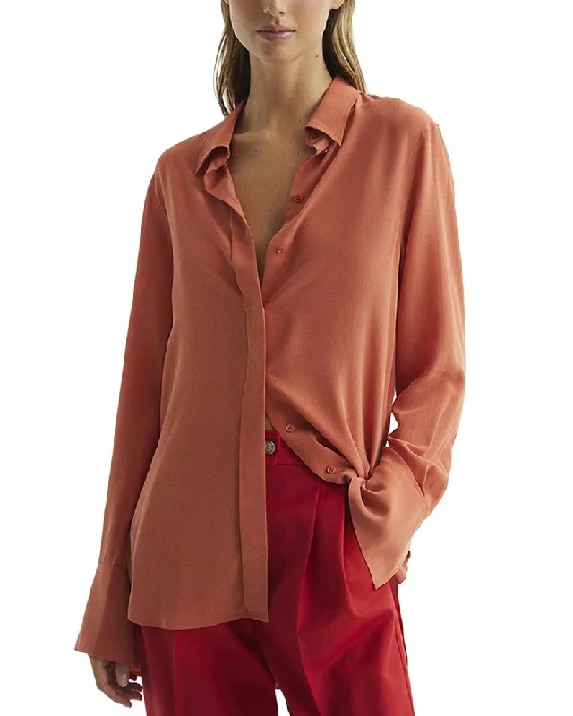 Reiss Eden Matte Silk Tunic Shirt