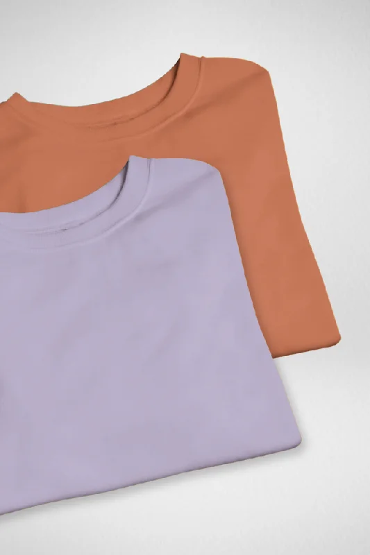 Lavender and Coral Oversized T-Shirts Combo for Women