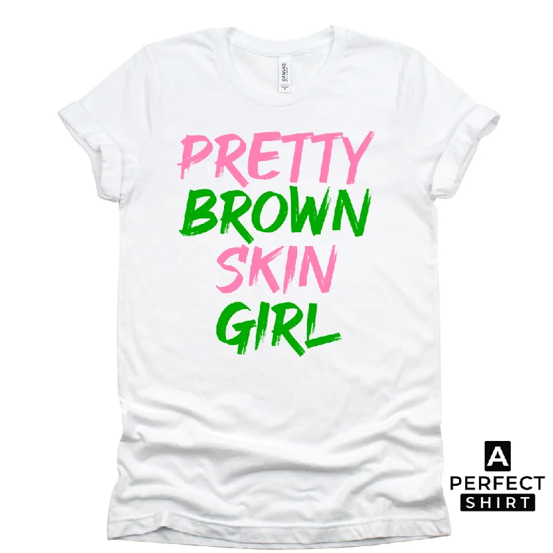 Pink & Green Pretty Brown Skin Girl T-Shirt