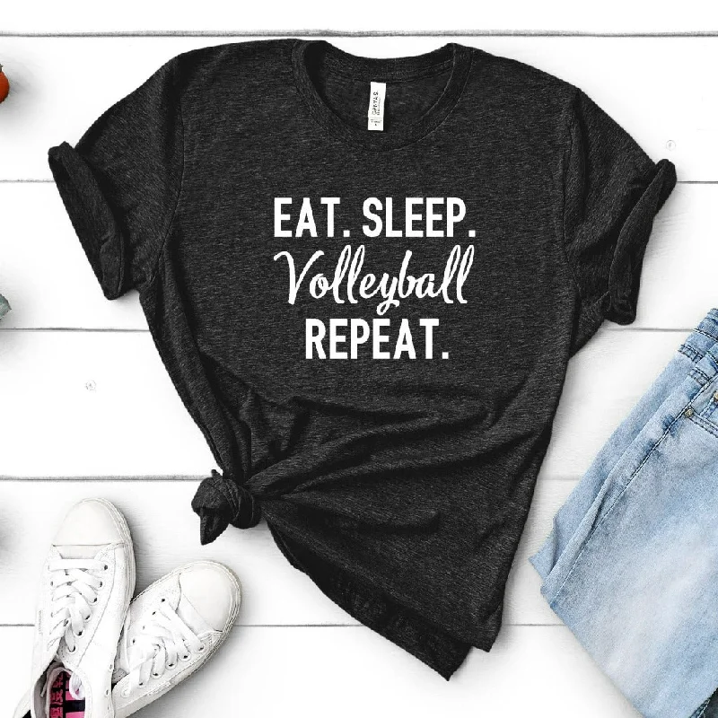 Volleyball Shirt, Eat Sleep Volleyball Repeat TShirt, Volleyball Fan Graphic Tee, Gift for Her