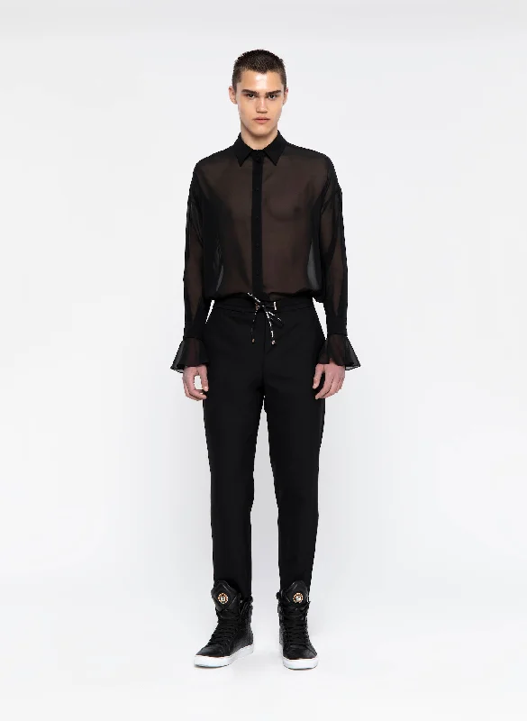 Black Silk Chiffon Shirt