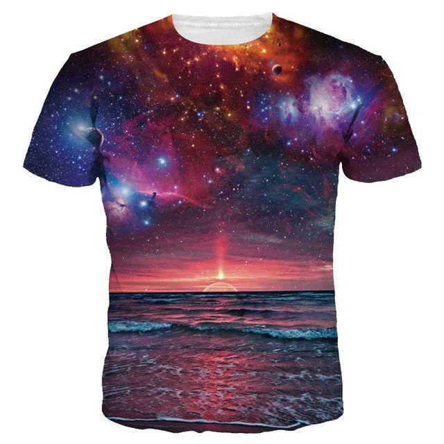 Dusk Sea view Space Galaxy T-shirts for Men/women