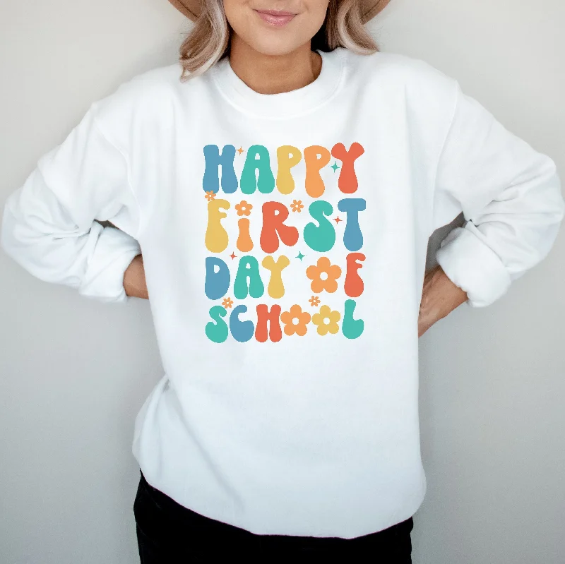 First Day of School Teacher Sweatshirt, Back to School Teacher Crewneck, Happy 1st Day of School Sweater