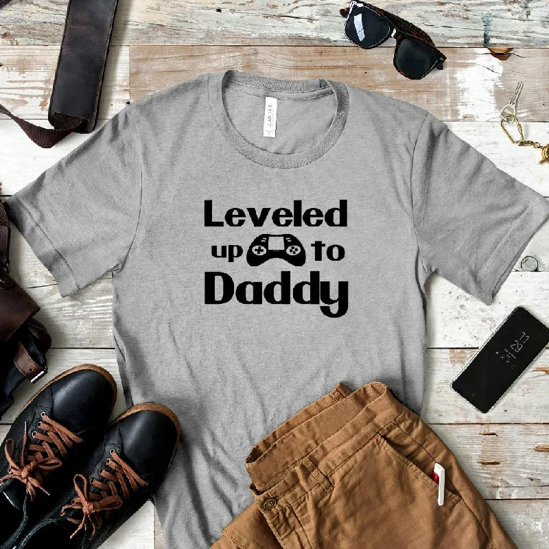 Leveled Up to Daddy Shirt, Gift for New Dad, New Gamer Dad Graphic Tee