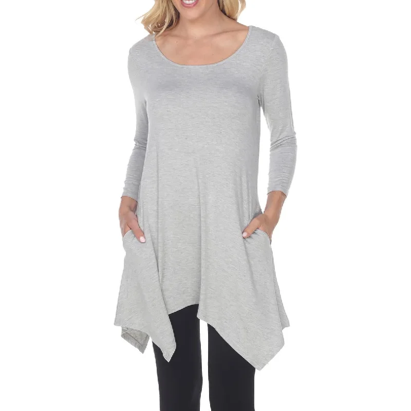 Makayla Womens Heathered Sharkbite Hem Tunic Top