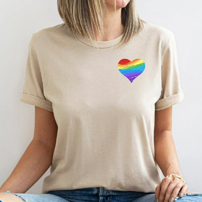 LGBTQ Shirt, Pride Rainbow Heart TShirt, LGBTQ Heart Graphic Tee, Gay Pride Month Shirts