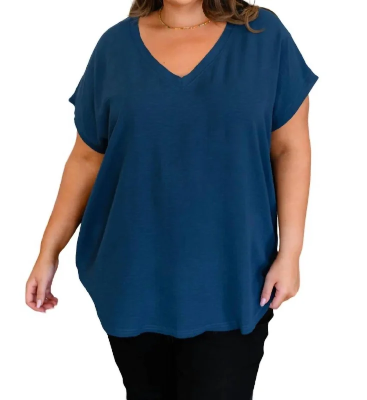 Very Much Needed V-Neck Top In Teal