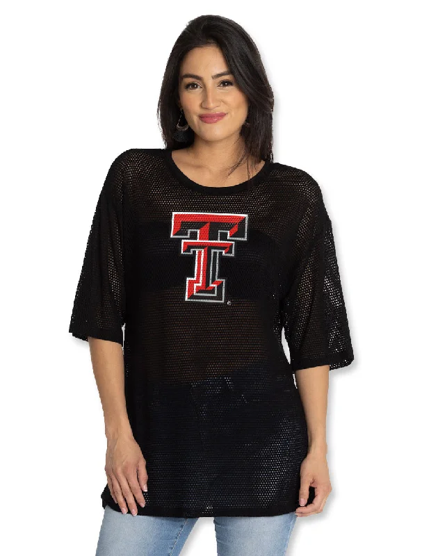 Texas Tech "Mallory" Faux Jersey Mesh Top