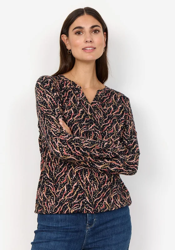 Soyaconcept Felicity Abstract Print Tunic Top, Black Multi