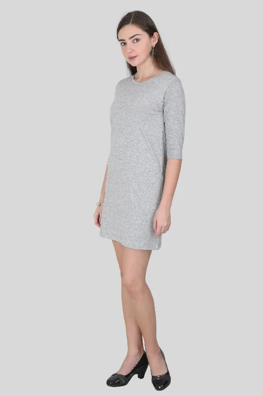 Grey Melange T-shirt Dress for women