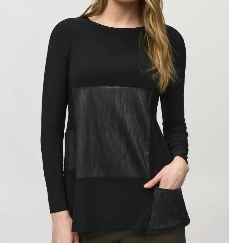 Mesh Long Sleeve Top In Black