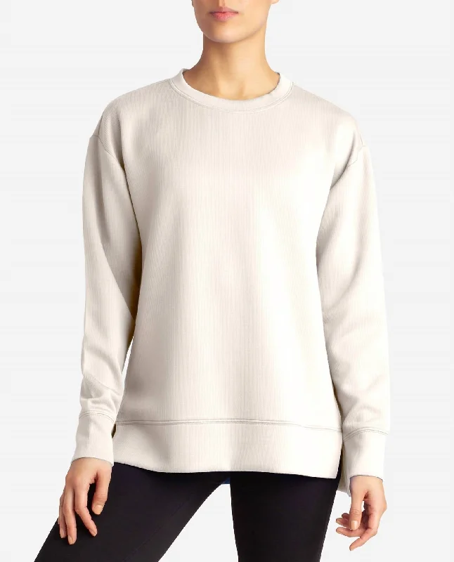 Scuba Rib Split Hem Tunic Sweatshirt In Birch