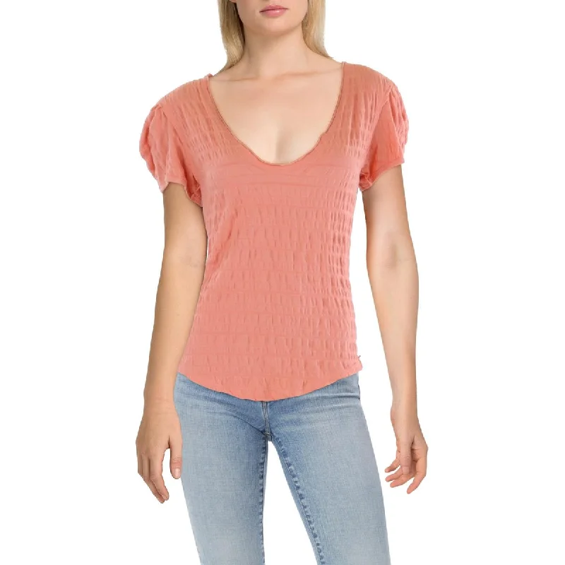 Womens Cotton V-Neck Pullover Top