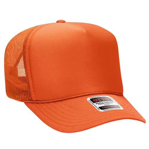 39-165 - 5 Panel High Crown Mesh Back Trucker Hat, Orange