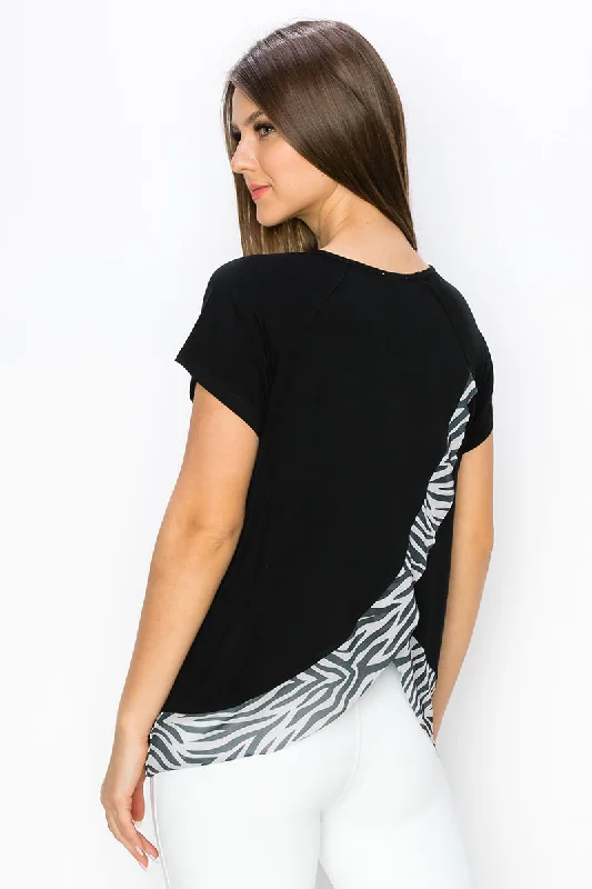 Zebra Surplice Back Active Mesh Top