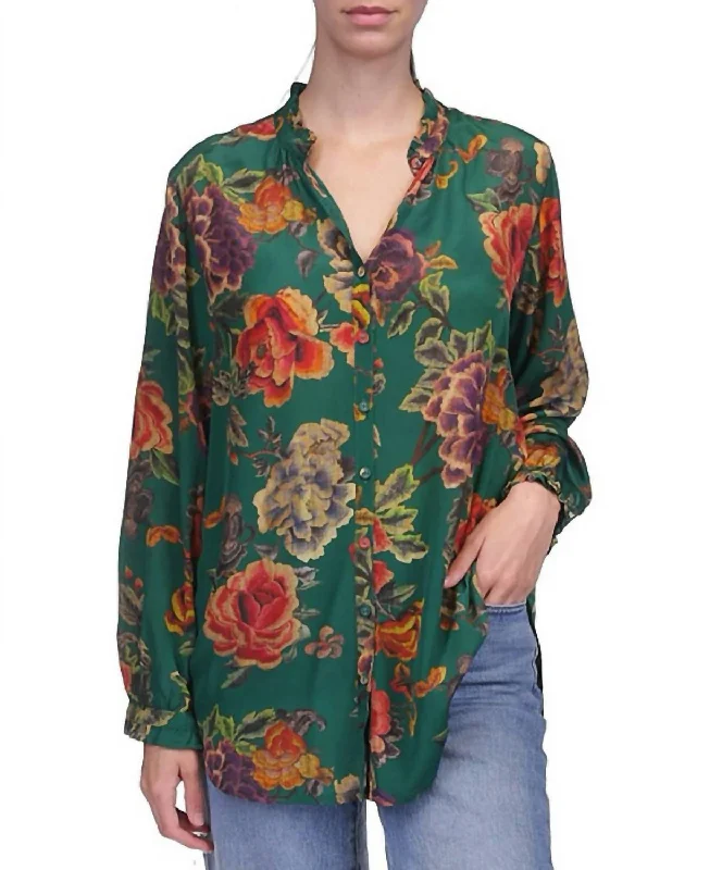 Zinnia Meadow Yoella Tunic In Green