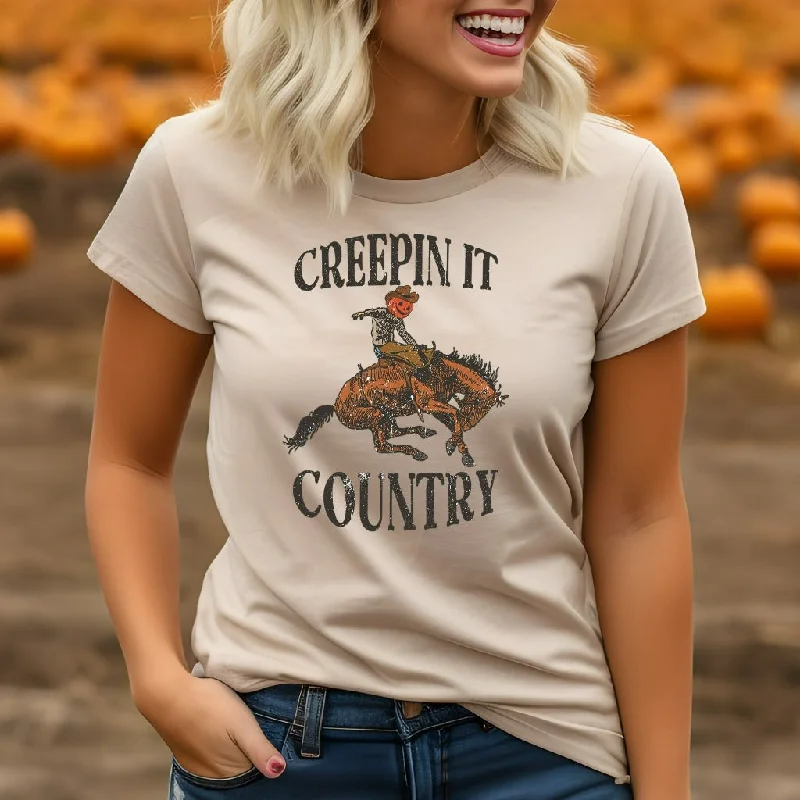 Creepin it Country Shirt, Halloween TShirt, Cowboy Ghost Shirt, Western Halloween Graphic Tee, Pumpkin Shirt