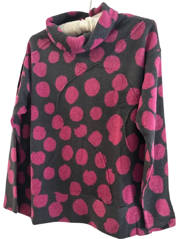 Women's Polka Dot Brushed Tunic Top In Pink