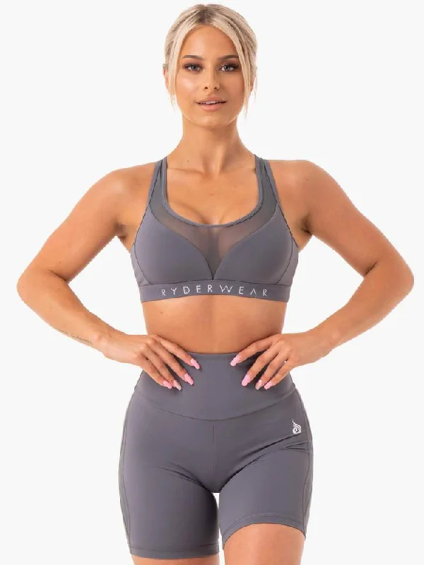 HYPE MESH SPORTS BRA - CHARCOAL