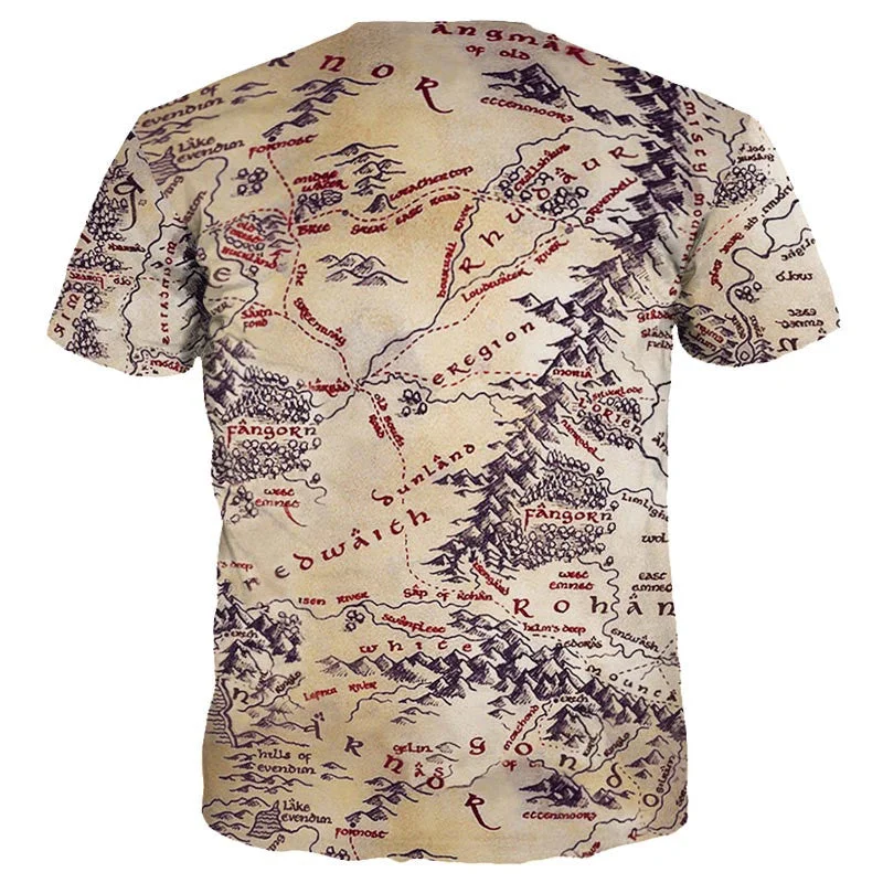 The Middle Earth World Map 3D T-shirt for Men/Women