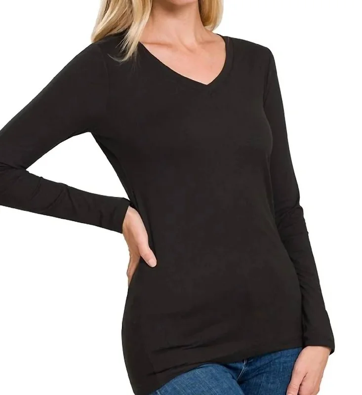 Back To Basic V-Neck Long Sleeve In Black