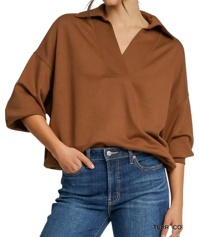 Neoknit V-Neck Sweatshirt In Terracota