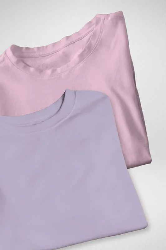 Lavender and Light Pink Oversized T-Shirts Combo for Women