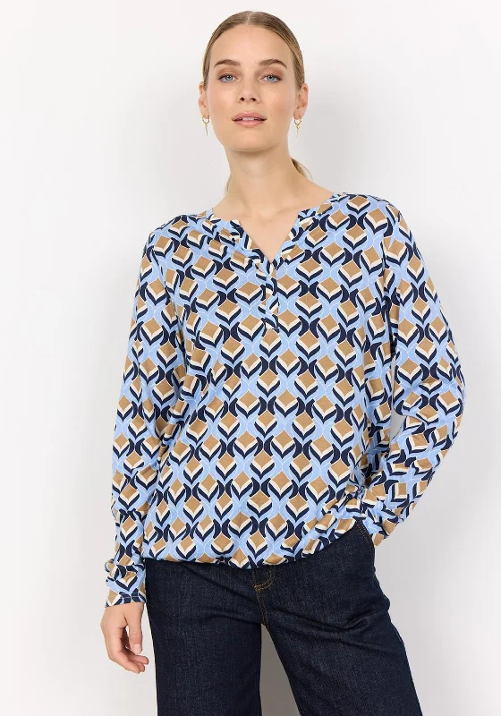 Soyaconcept Felicity Patterned Tunic Top, Blue Multi