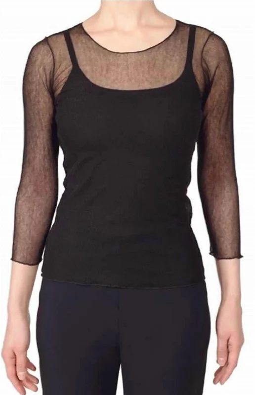 Diva Mesh Tee Top In Black