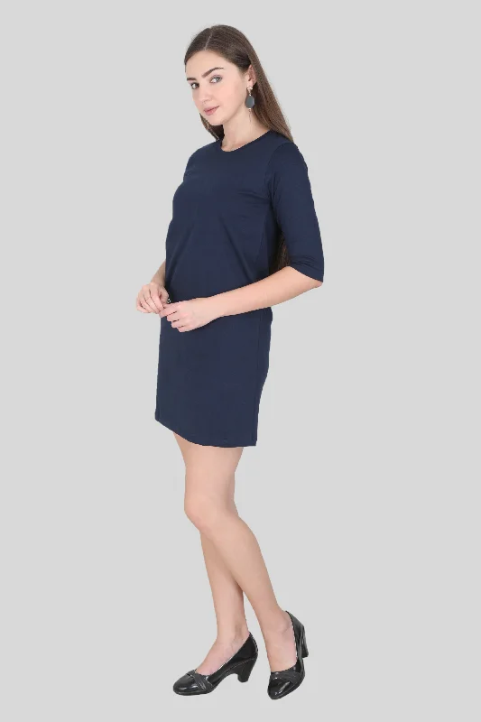 Navy Blue T-shirt Dress for women