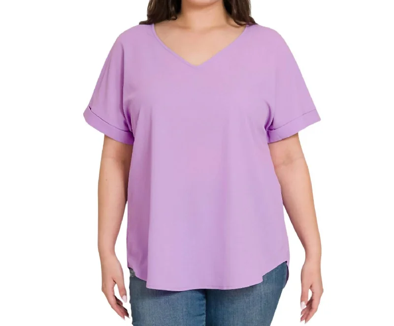 V-Neck Short Sleeve In Purple