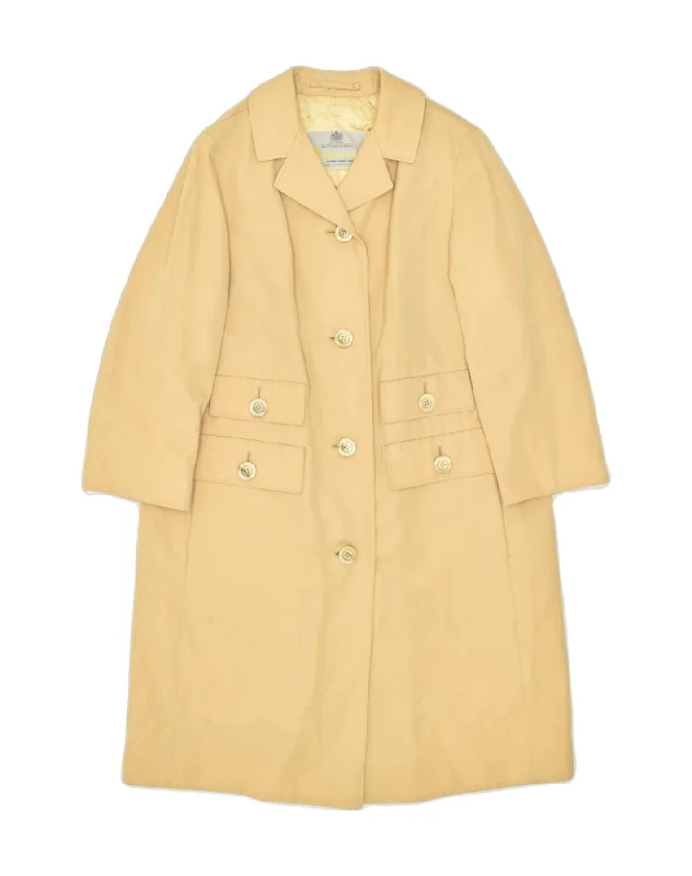 AQUASCUTUM Womens Chesterfield Coat UK 14 Large Beige Polyester