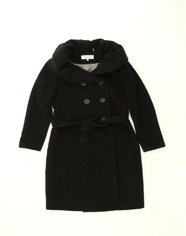 CALVIN KLEIN Womens Double Breasted Coat US 4 Small Black Wool