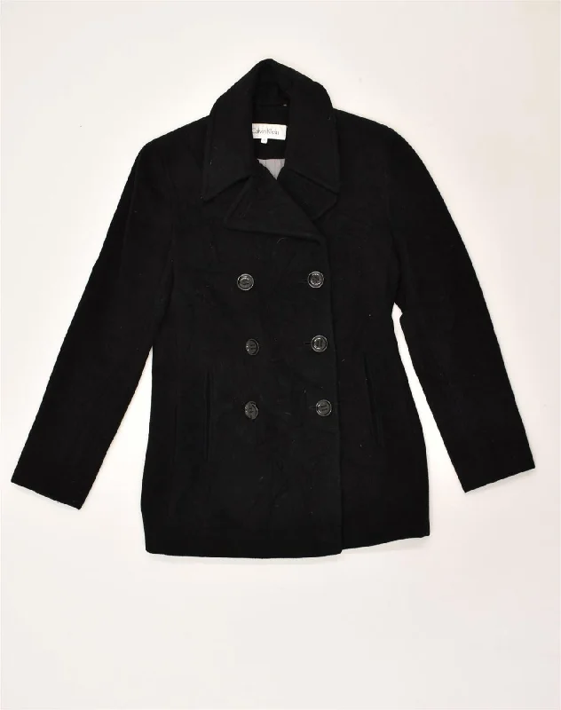 CALVIN KLEIN Womens Pea Coat US 2 XS Black