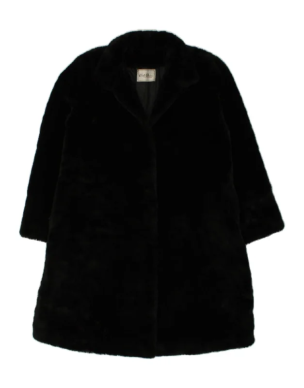 CARLA CARINI Womens Faux Fur Coat UK 16 Large Black