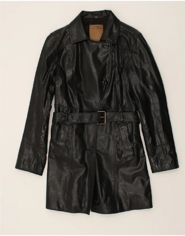 CONBIPEL Womens Leather Coat IT 44 Medium Black Leather