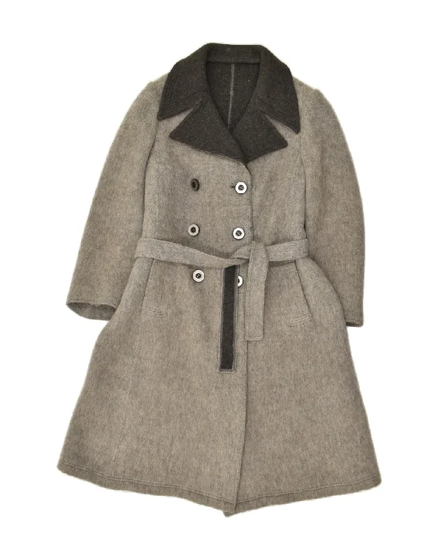 CONFEZIONI Womens Double Breasted Coat EU 38 Medium Grey