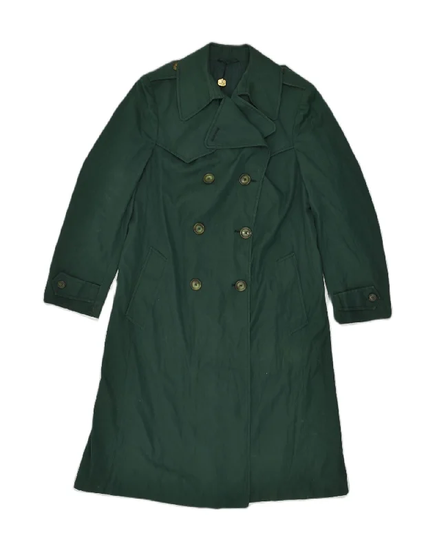 CONFEZIONI Womens Double Breasted Coat IT 50 XL Green Polyester