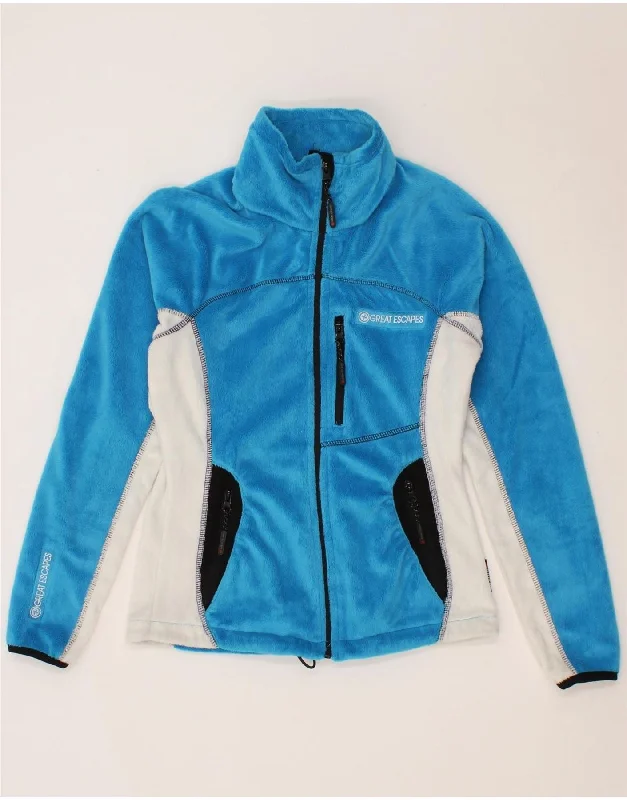 GREAT ESCAPES Womens Fleece Jacket UK 6 XS Blue Colourblock Polyester