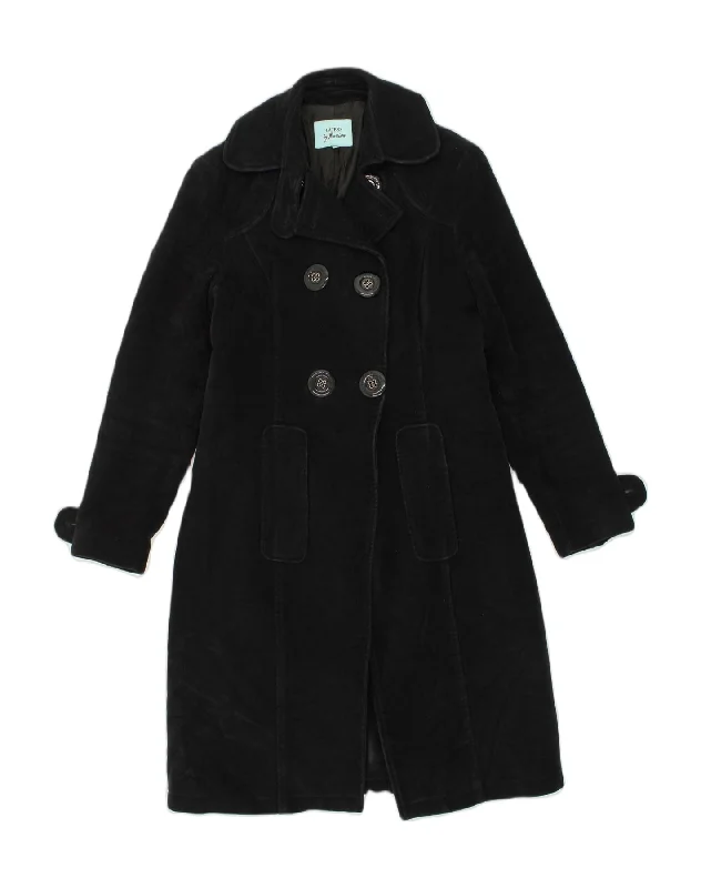 GUESS Womens Double Breasted Coat IT 46 Large Black Cotton