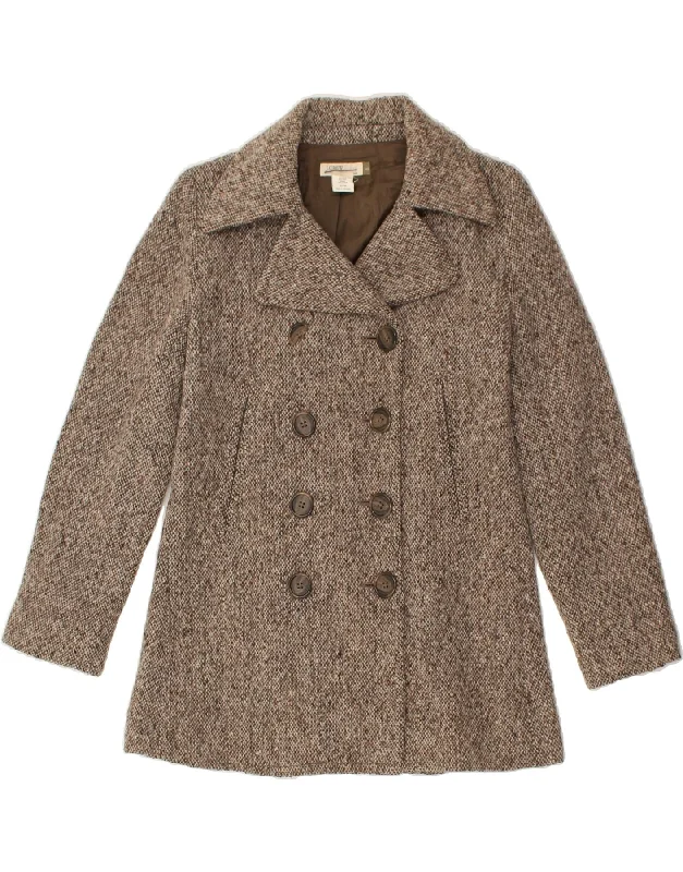 J. CREW Womens Double Breasted Coat UK 6 XS Brown Wool